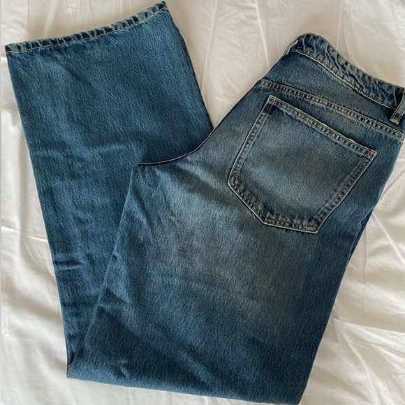 Zara Mid Rise TRE Loose Fit Long straight leg Jeans Blue size 32 US 10 NWT - Picture 16 of 16